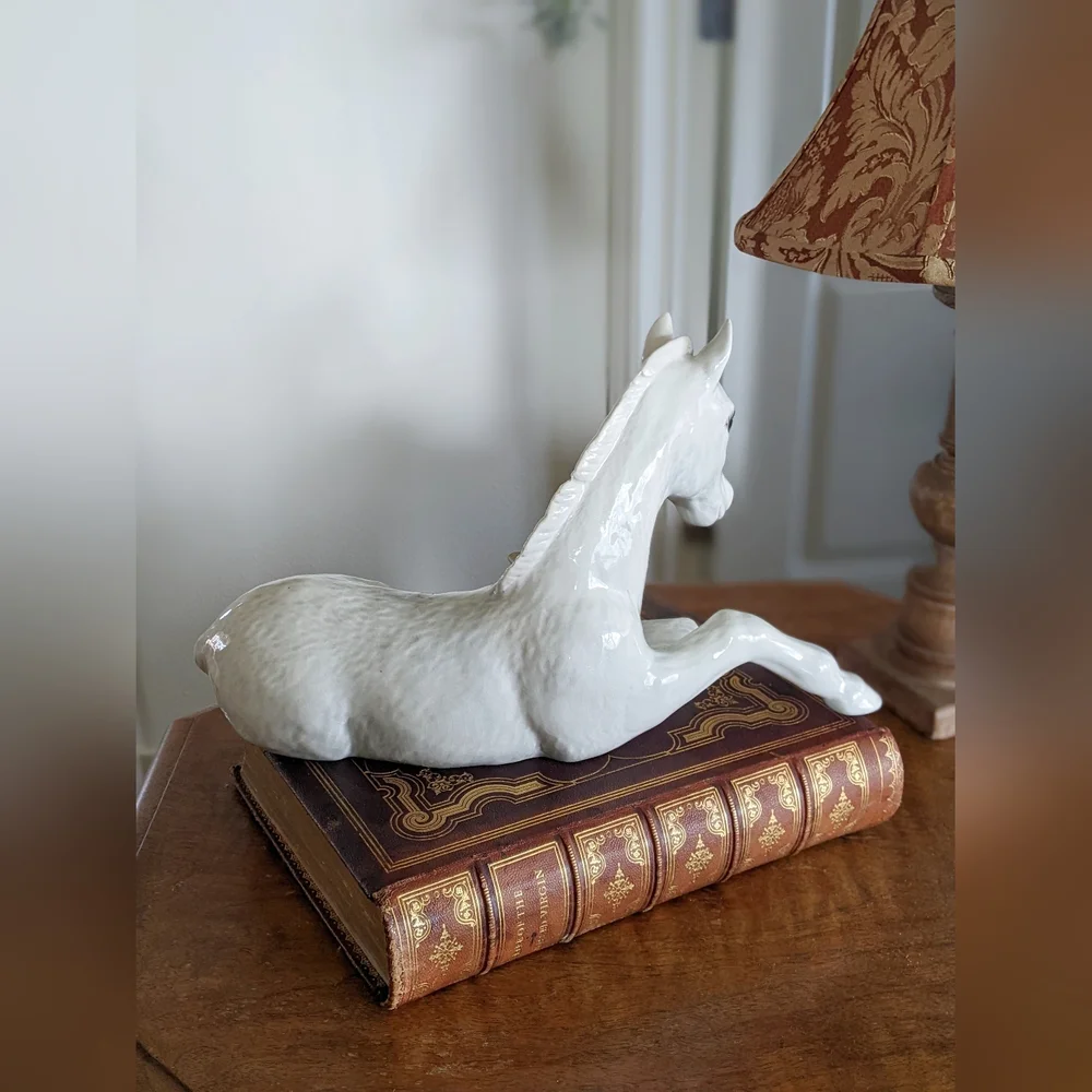 Vintage Lomonosov Russia White Foal lying down